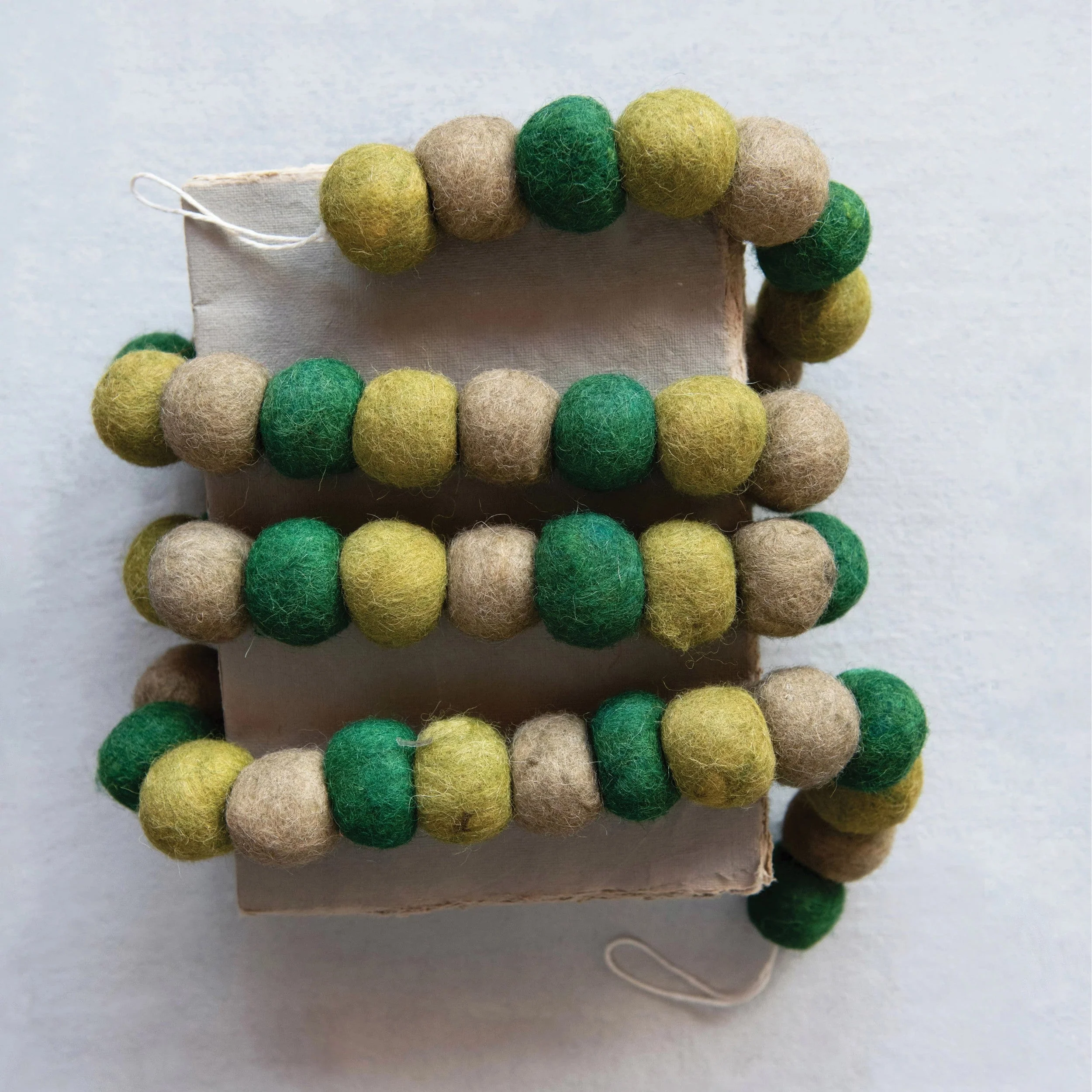 Green Wool Ball Garland - Image 2