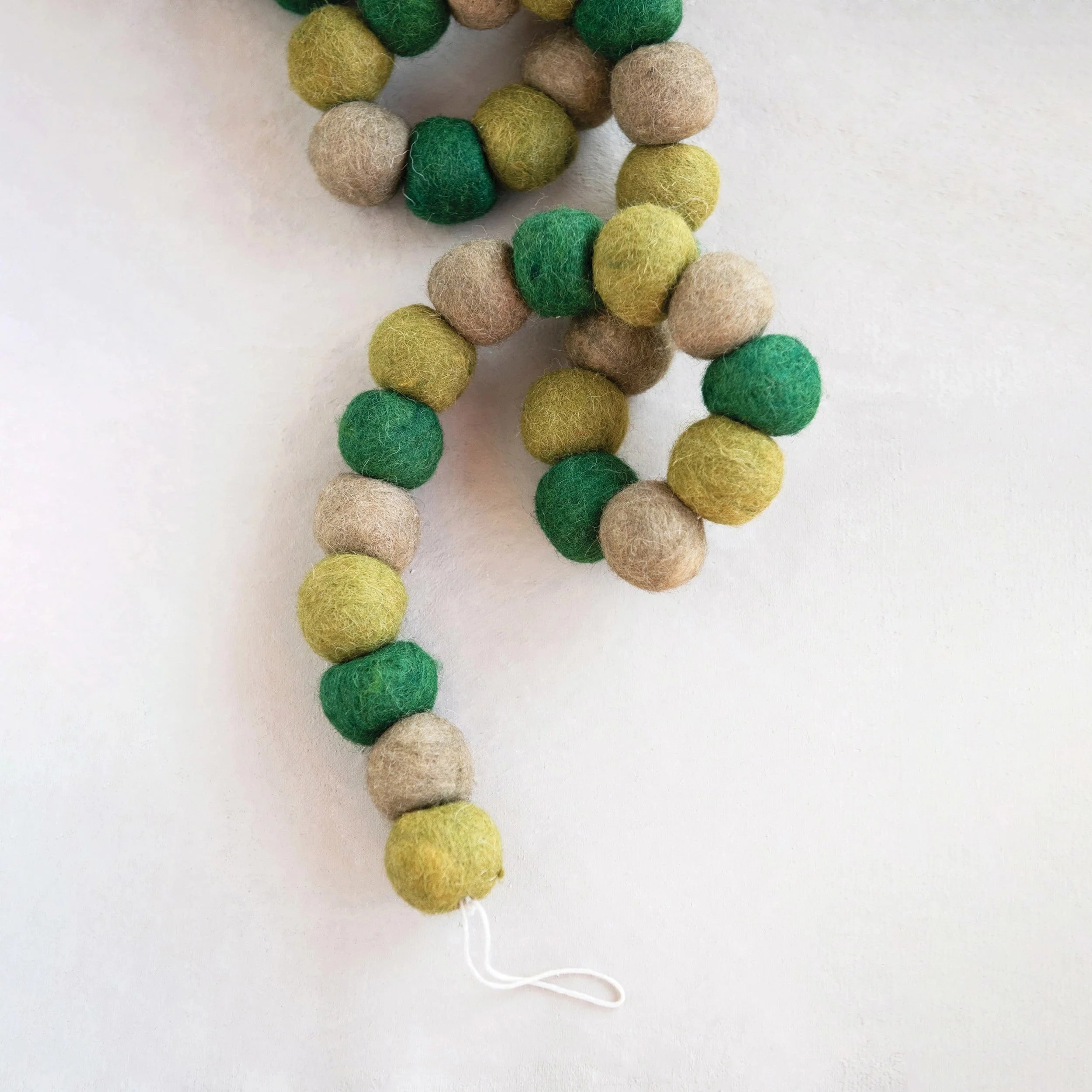 Green Wool Ball Garland - Image 3