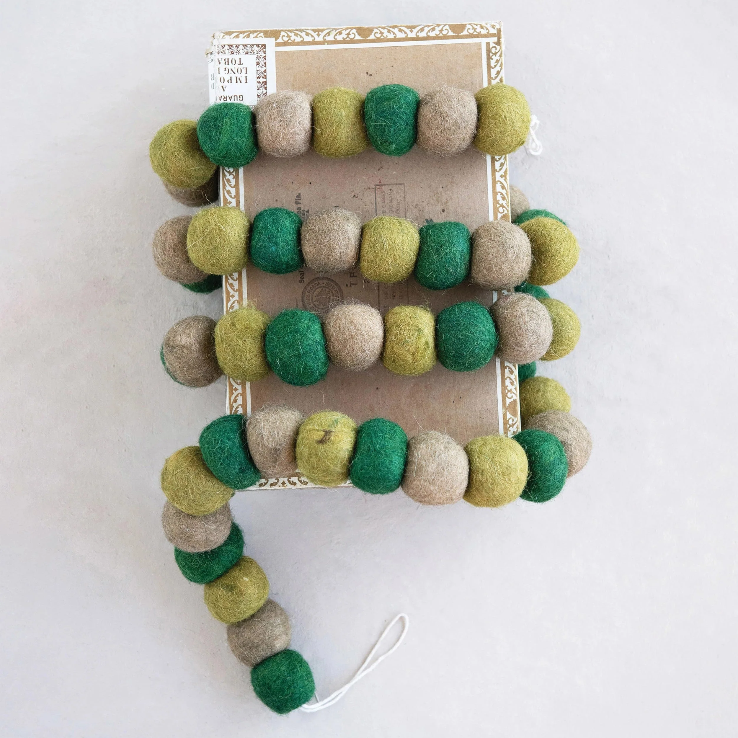 Green Wool Ball Garland - Image 4