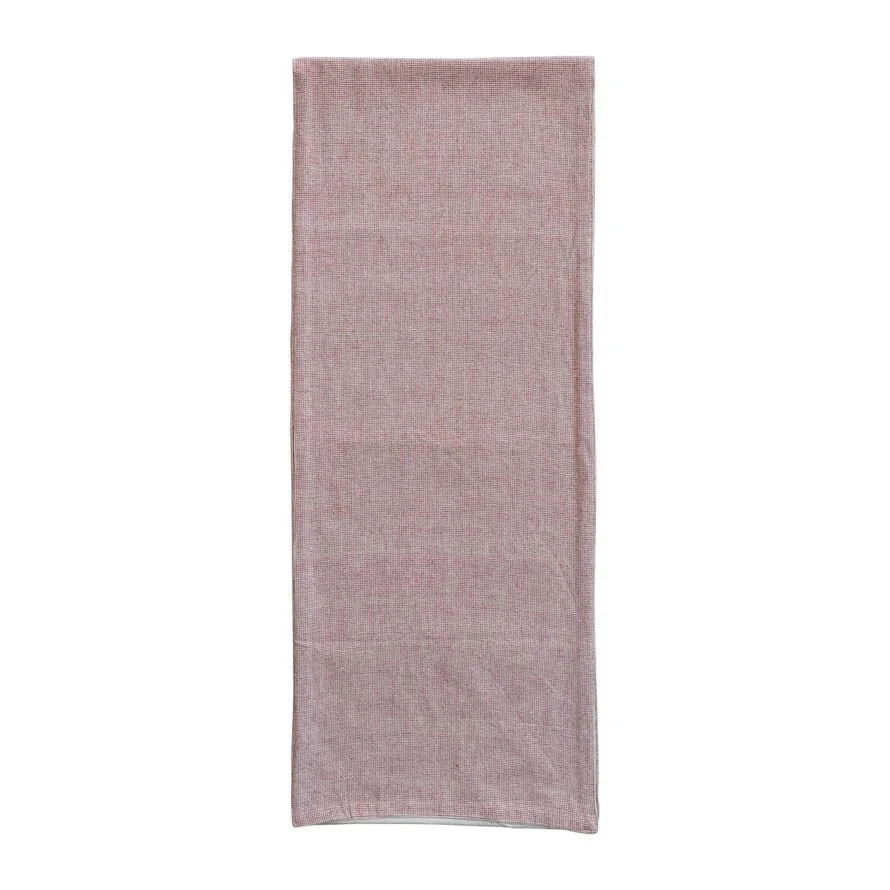 Grid Pattern Red & Cream Table Runner