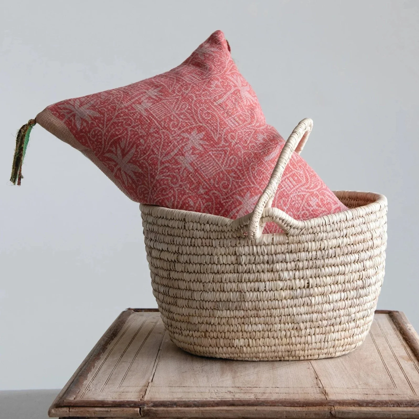 Hand-Woven Basket With Handle - Image 4