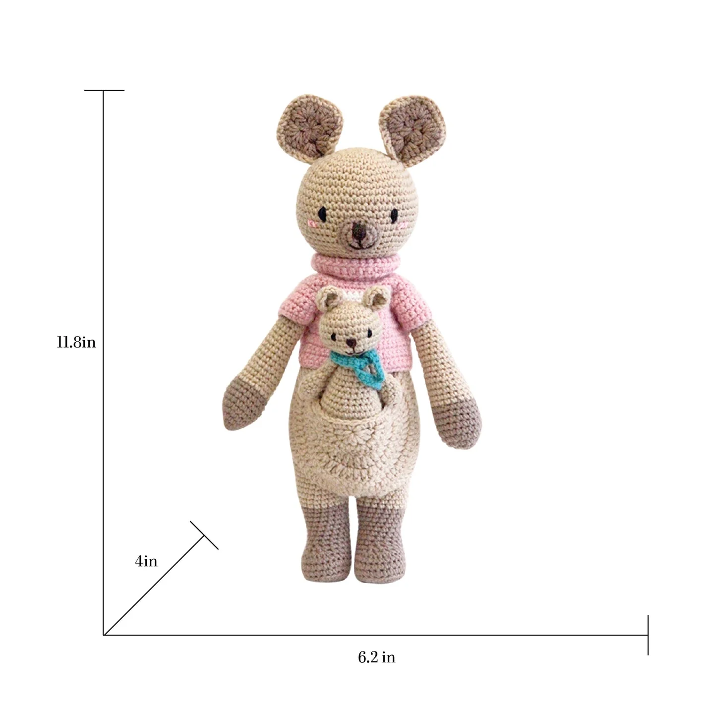 Little Knight Kangaroo Crochet Doll - Image 6