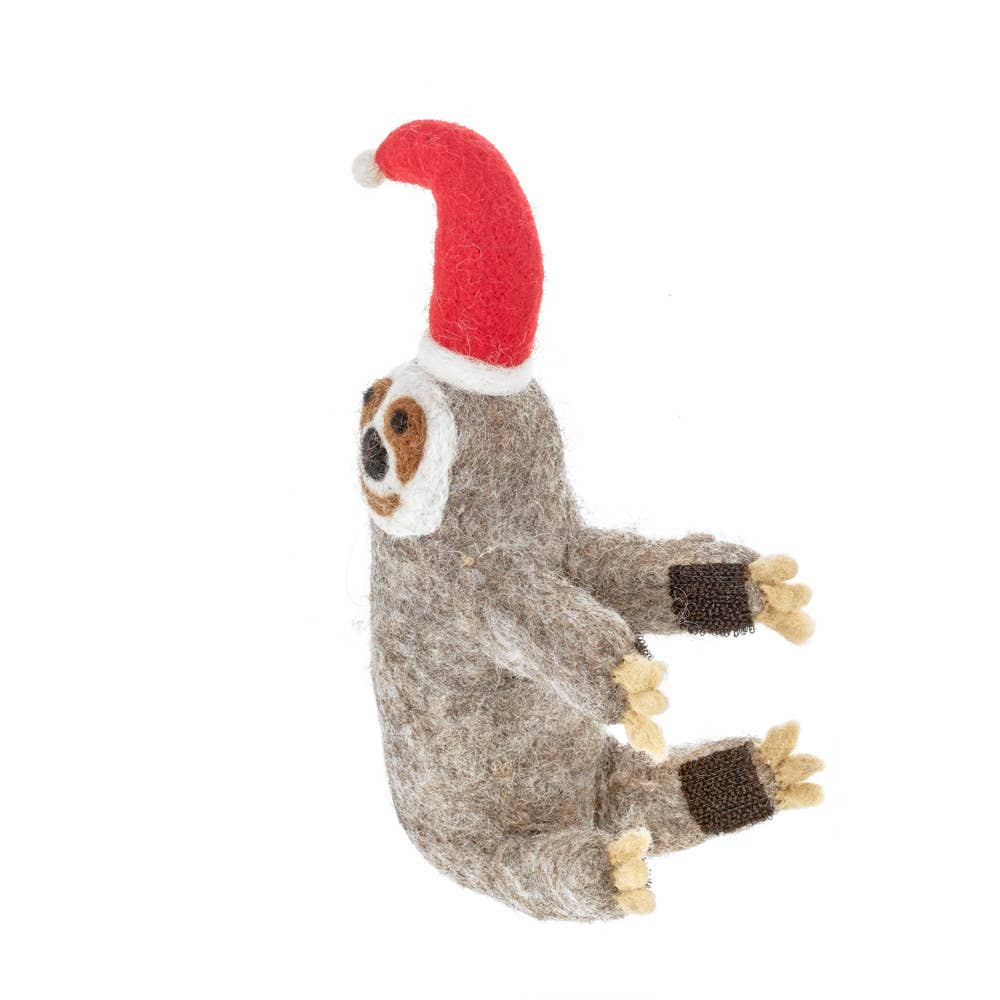Santa Sloth Felt Tree Topper - Image 2