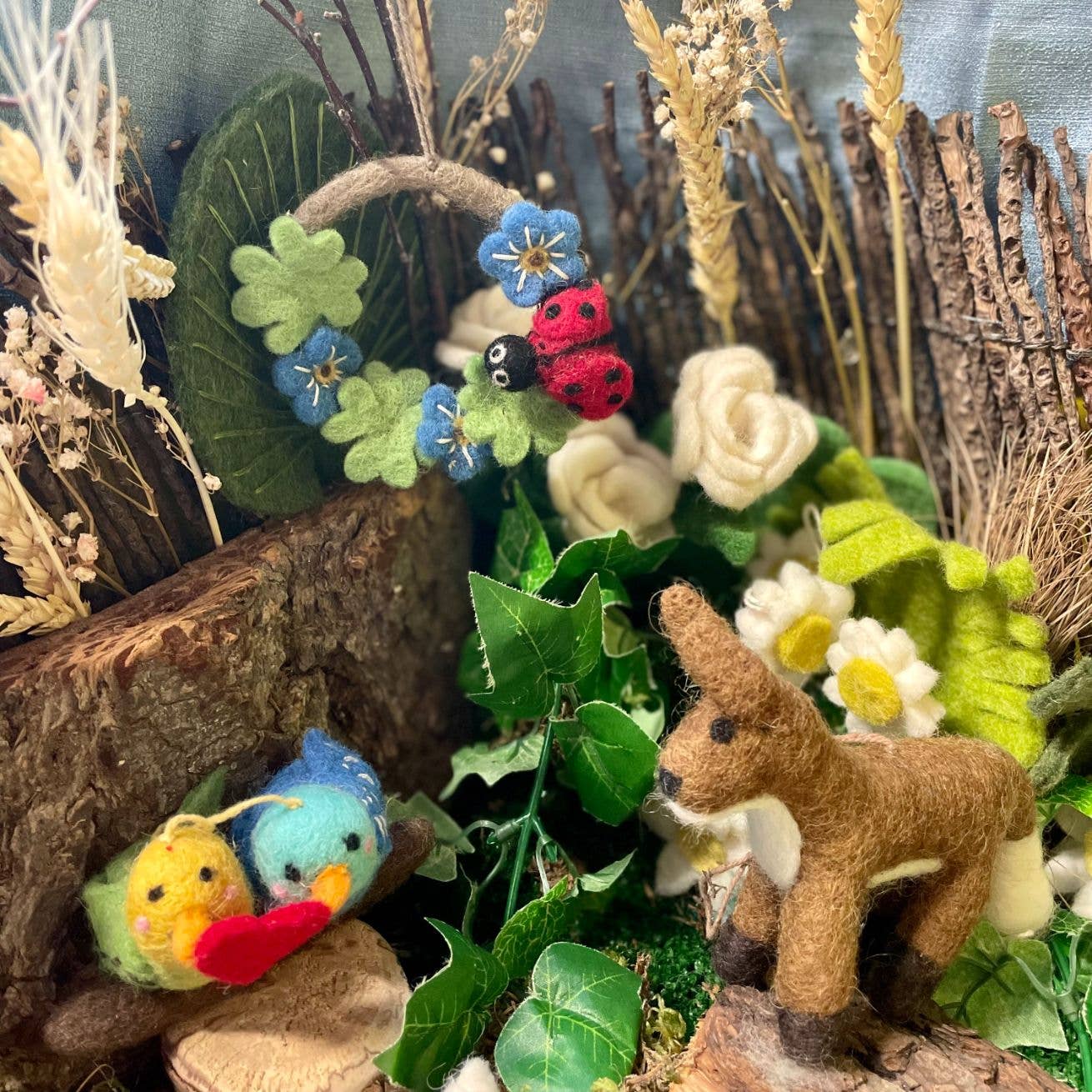 Lovebirds Budgies Felt Ornament - Image 2