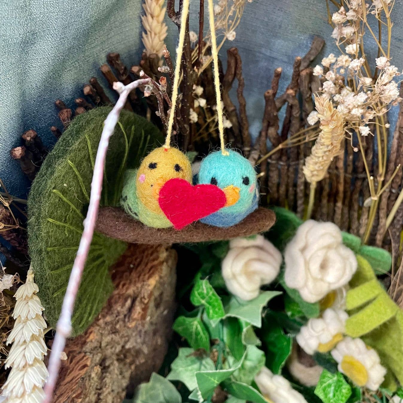 Lovebirds Budgies Felt Ornament - Image 3
