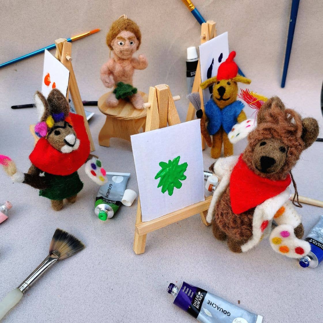 Painting Artist Dog Felt Ornament - Image 3