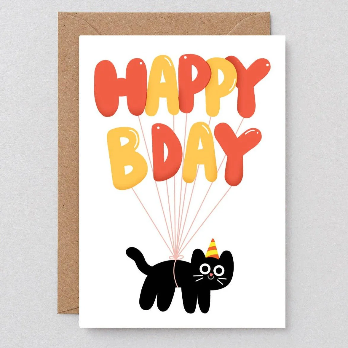 Happy Bday Cat Balloons Card - Image 2