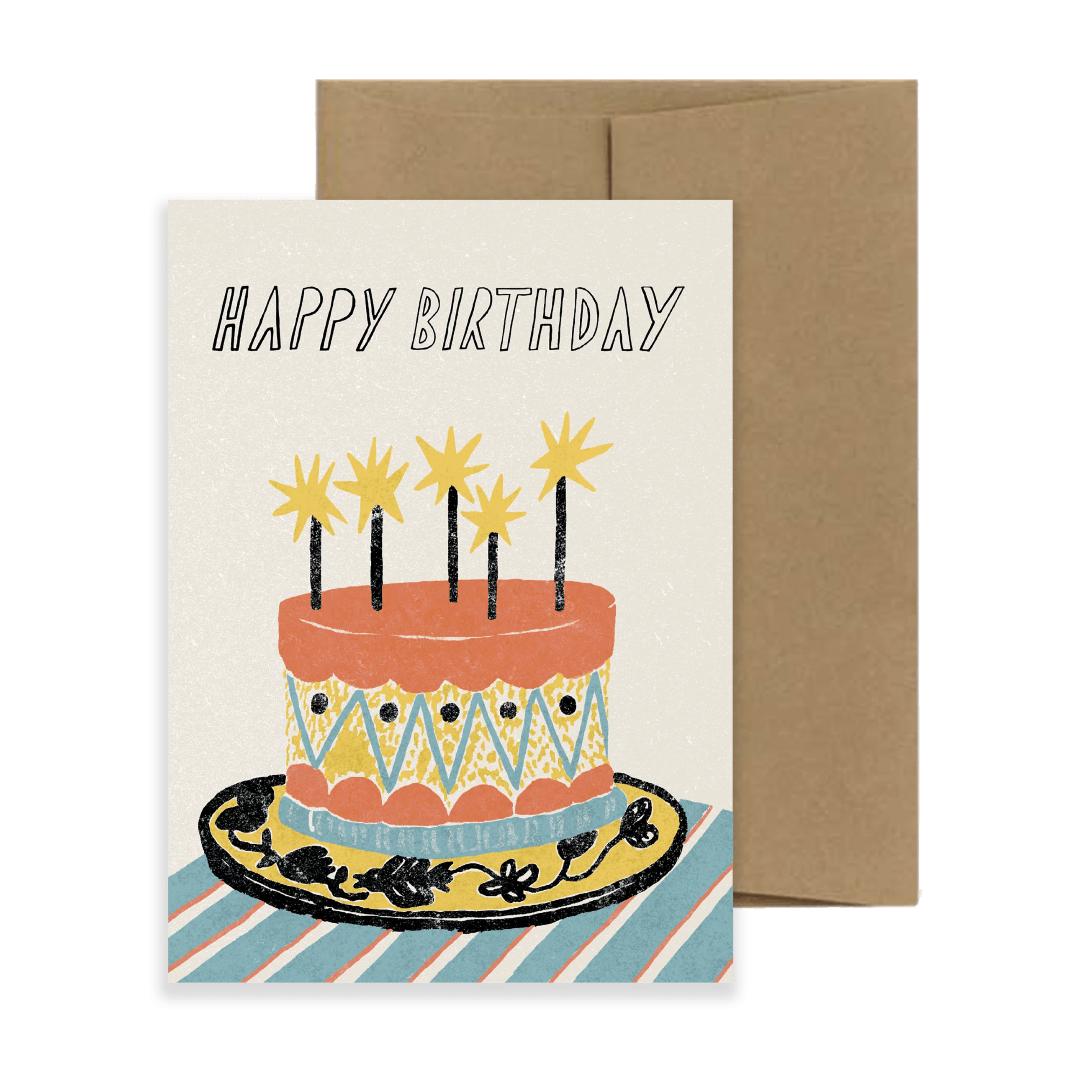 Birthday Cake Folk Design Card