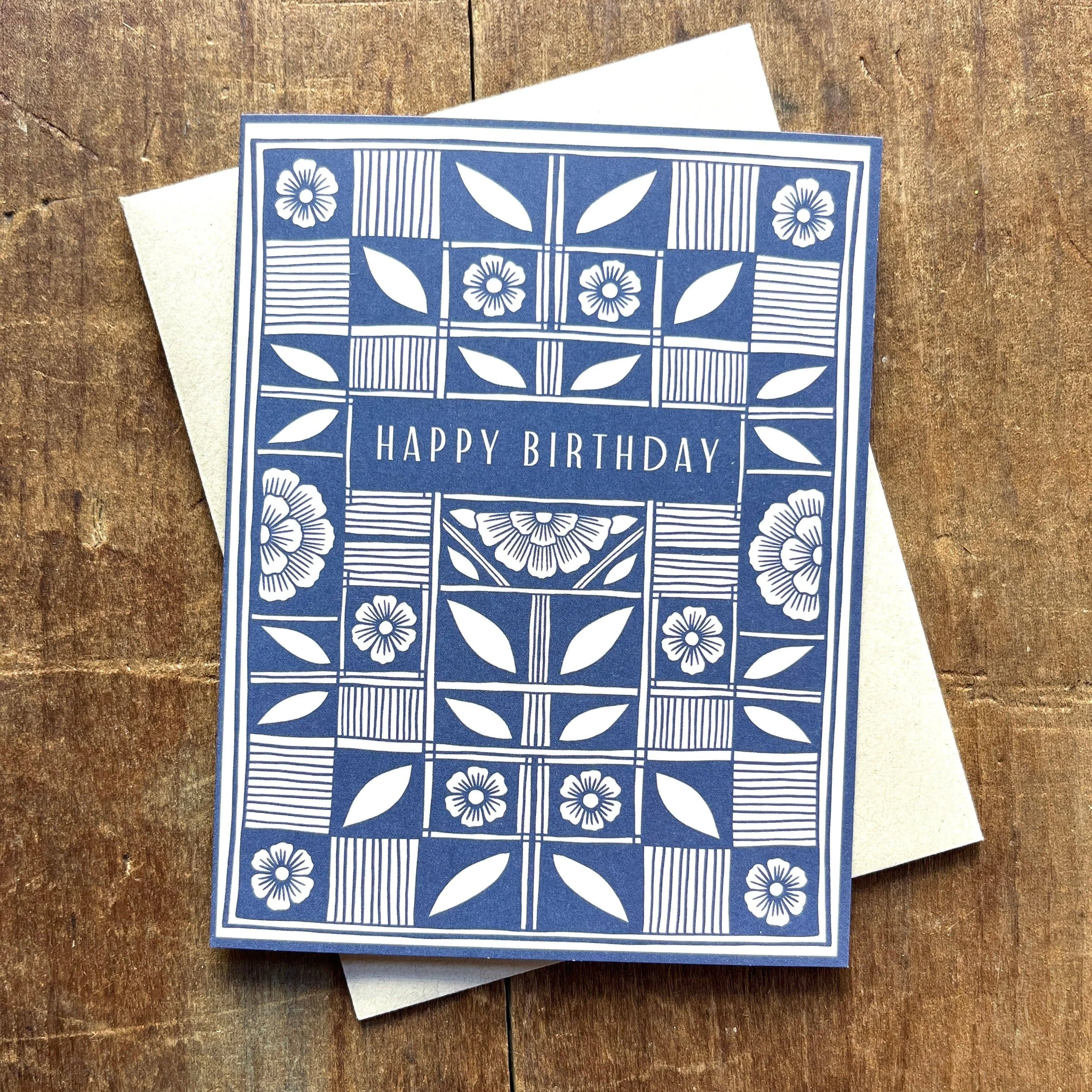 Checked Quilt Block Birthday Card