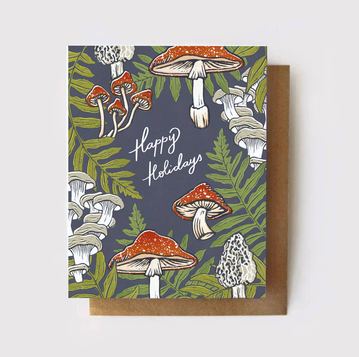 Happy Holidays Fern + Mushroom Boxed Cards,  Set/8 - Image 2