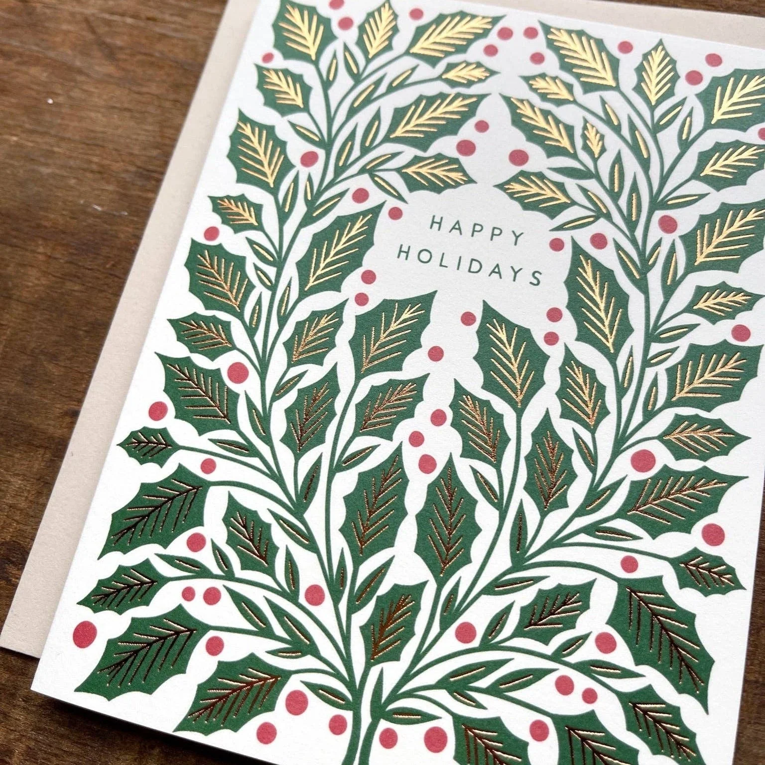 Holly Leaves & Berries Holiday Card - Image 2