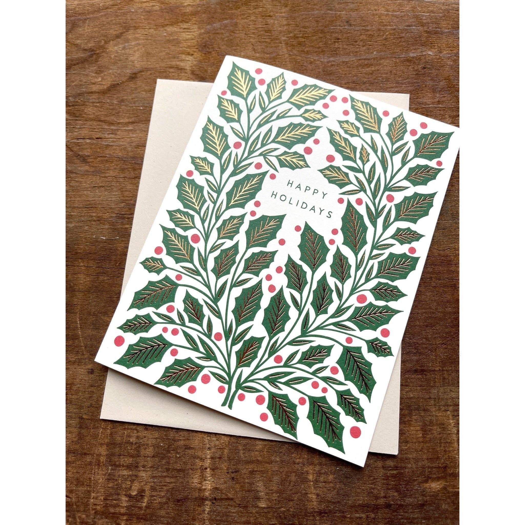Holly Leaves & Berries Holiday Card - Image 4