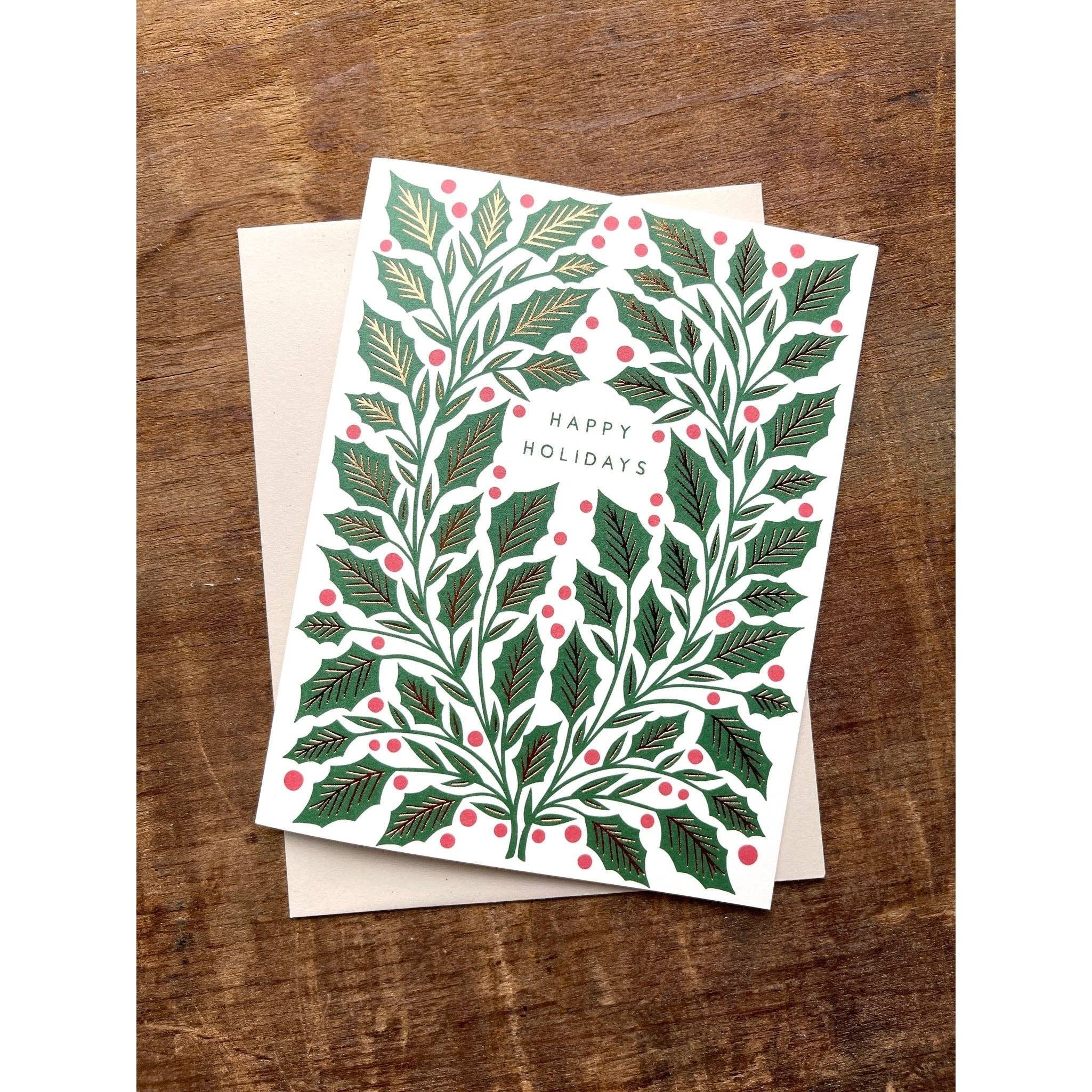Holly Leaves & Berries Holiday Card - Image 7