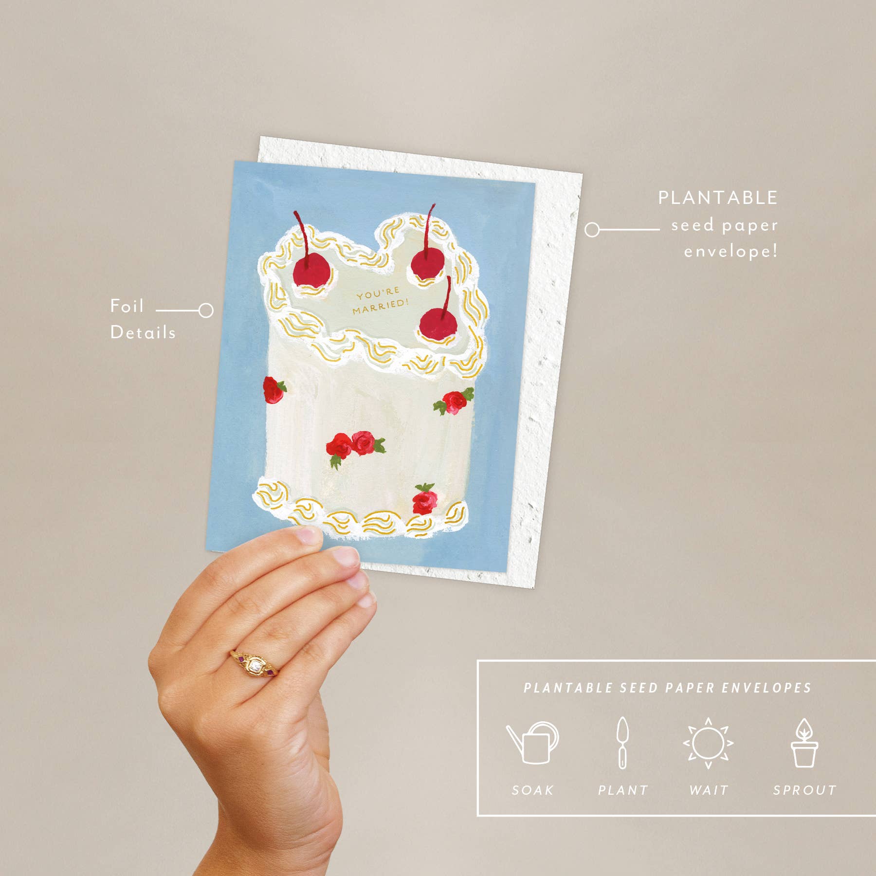 Heart Cake Wedding Card - Image 2