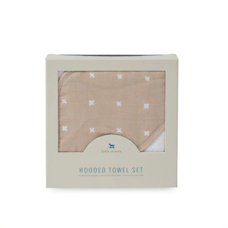 Hooded Towel Set: Taupe Cross - Image 3