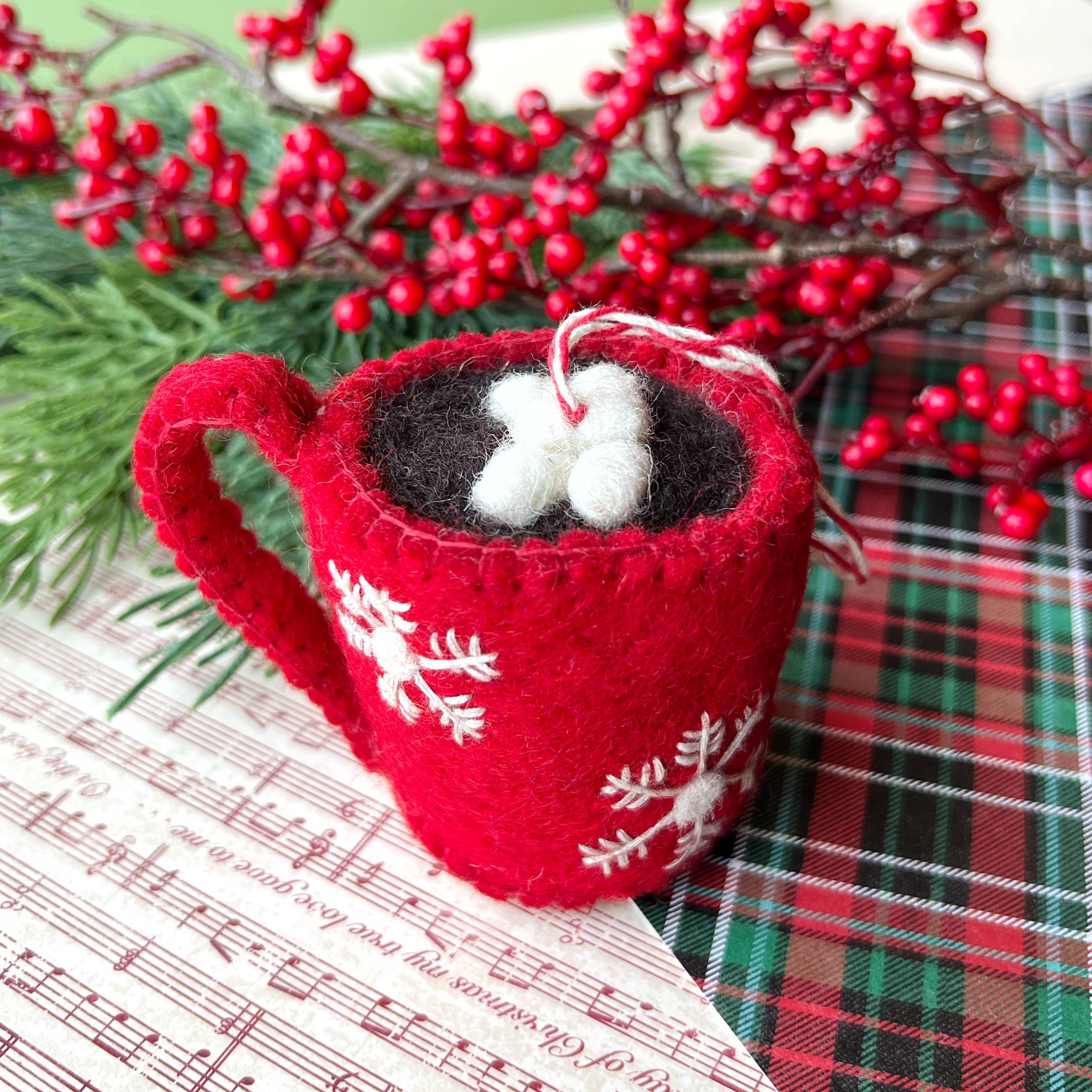 Hot Chocolate Felt Wool Ornament - Image 2