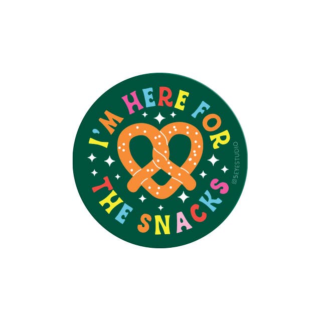 Here for Snacks Pretzel Sticker