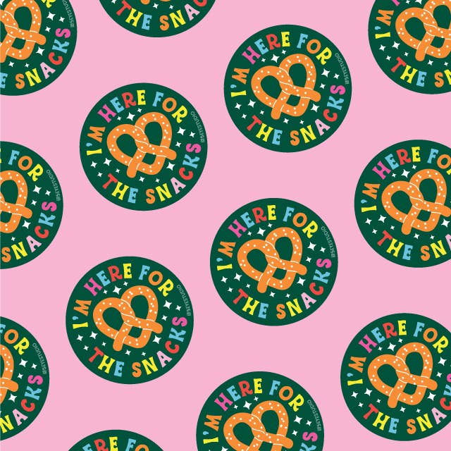Here for Snacks Pretzel Sticker - Image 3