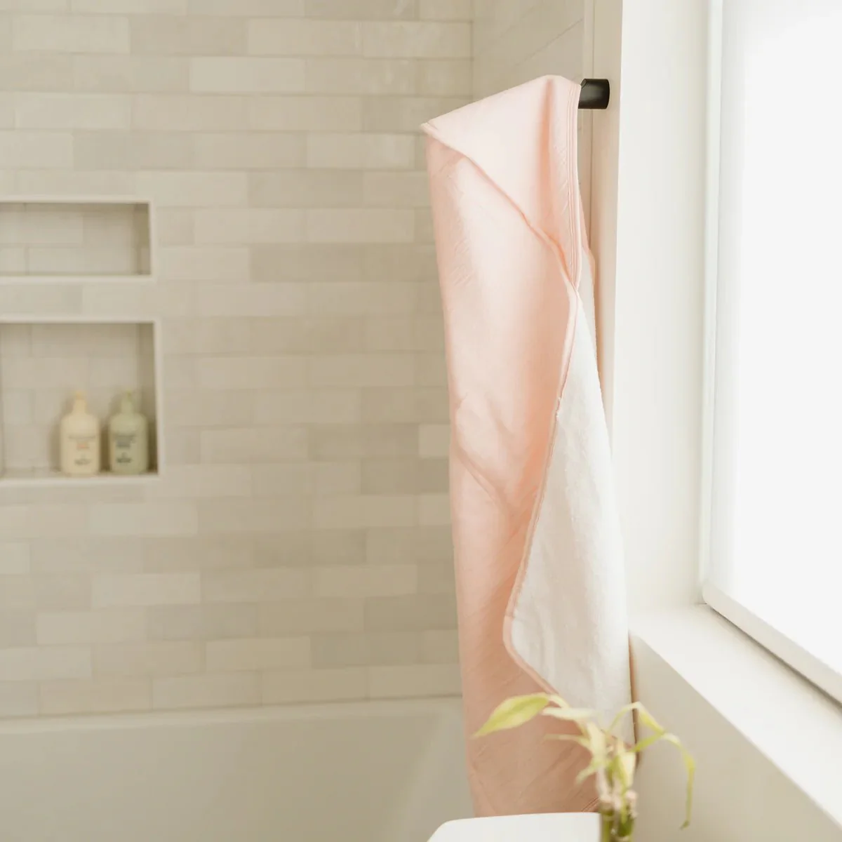 Infant Hooded Towel: Rose Petal - Image 3