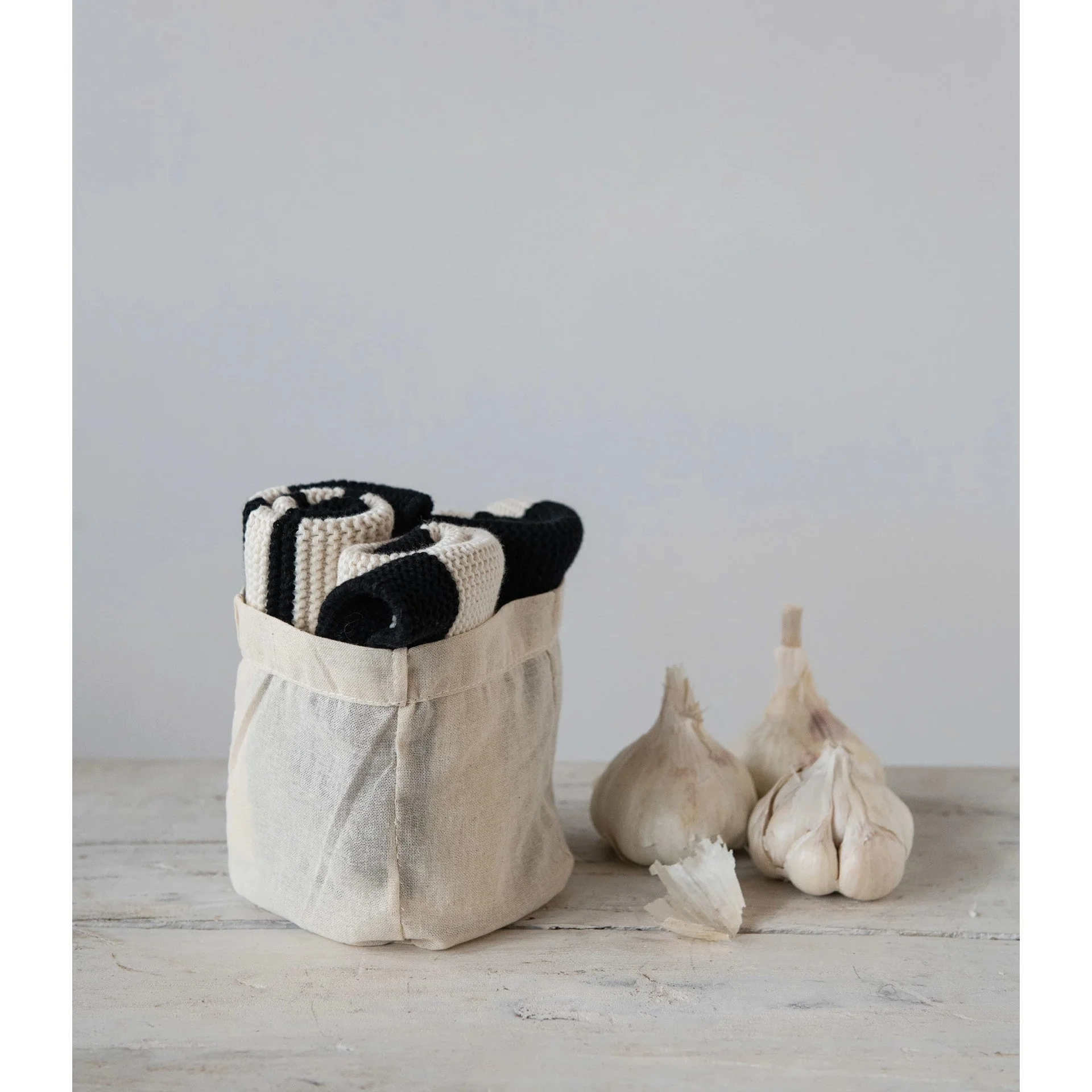 Knit Black and White Dish Cloth Set - Image 2
