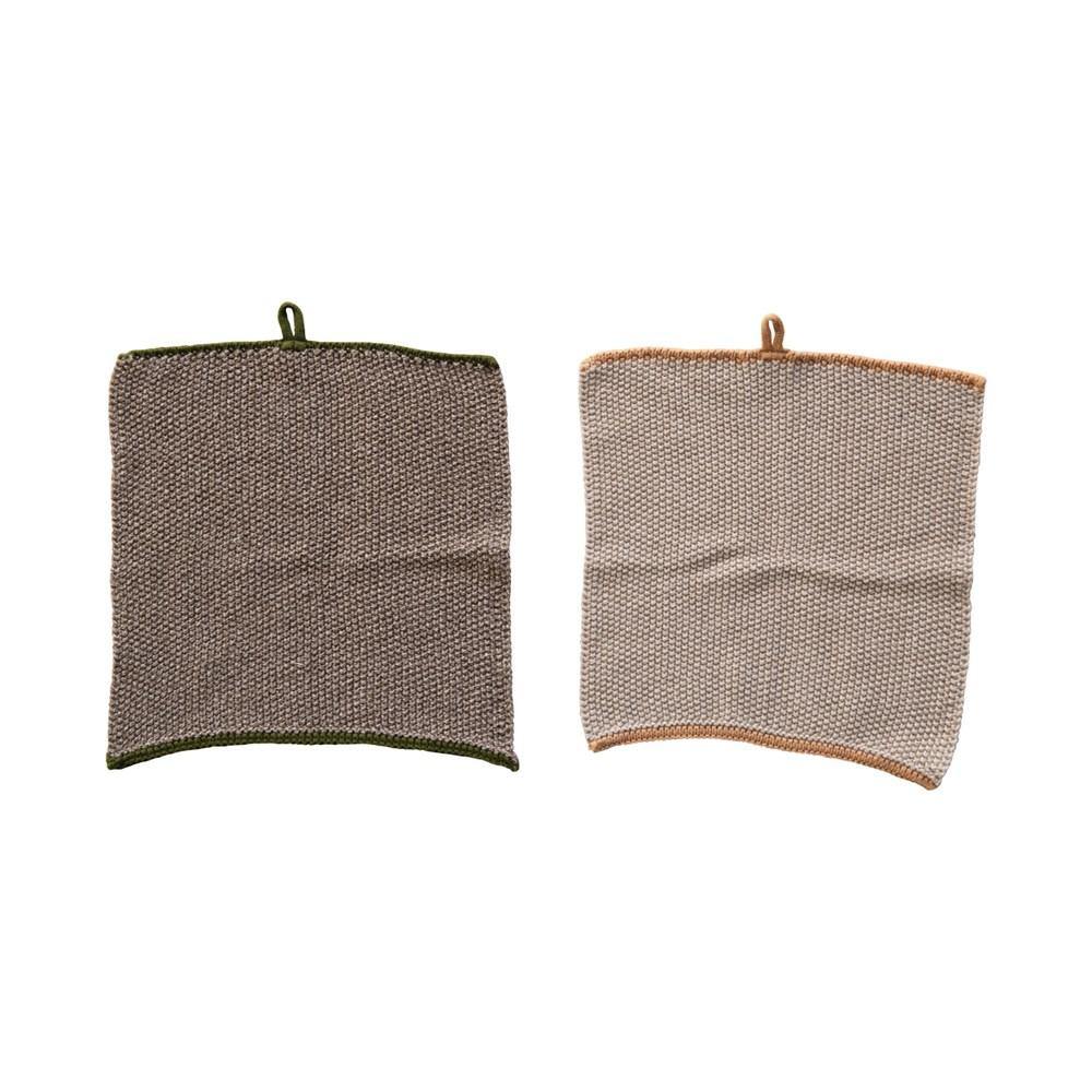 Square Cotton Knit Dish Cloths Set/2 - Image 2