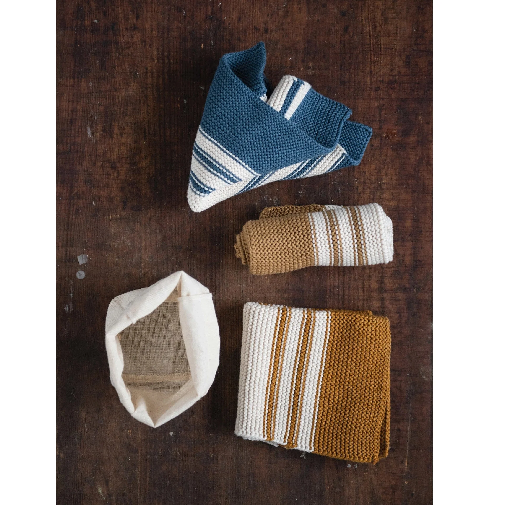 Knit Striped Dish Cloth Set - Image 3