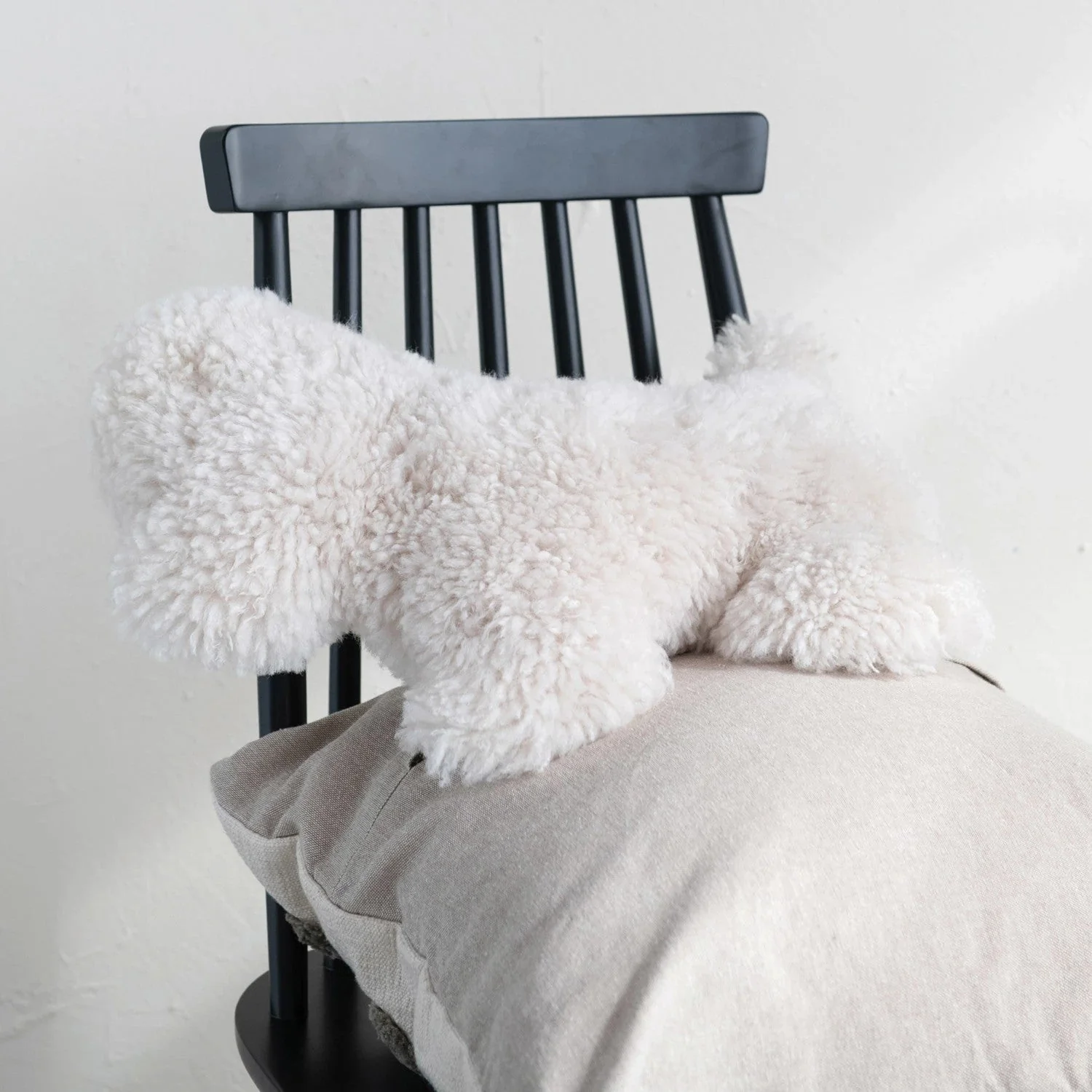 Lamb Fur Dog Shaped Pillow - Image 2