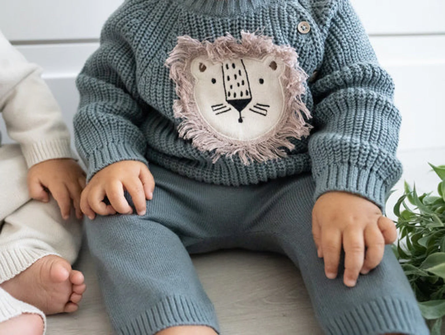 Lion Applique Baby Pullover Sweater - Image 2