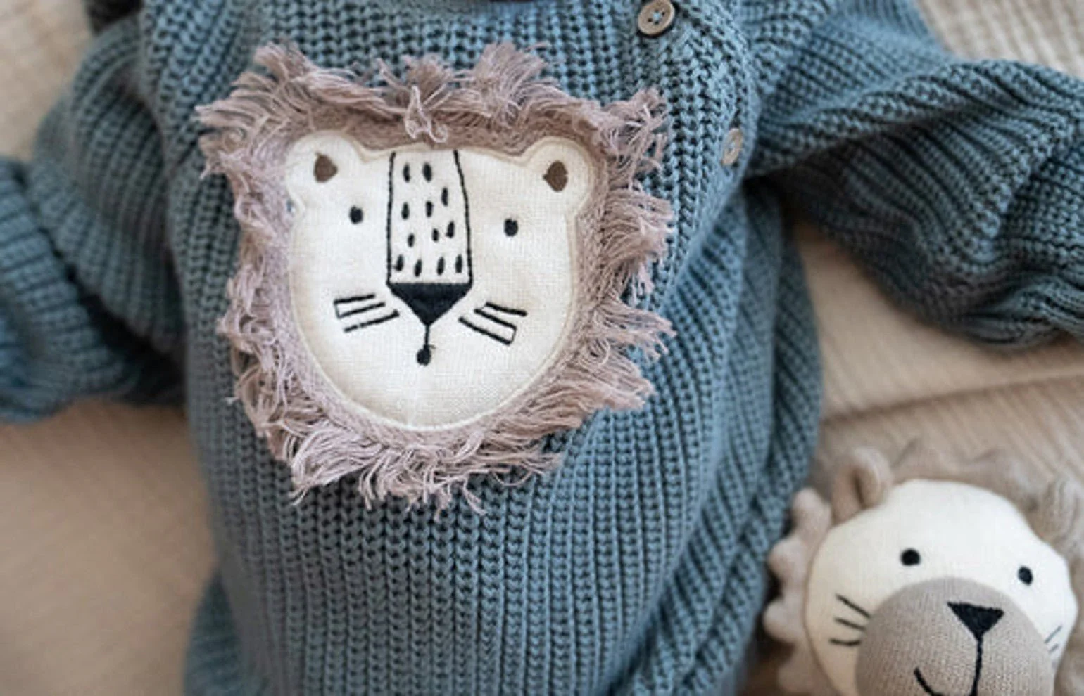Lion Applique Baby Pullover Sweater - Image 5