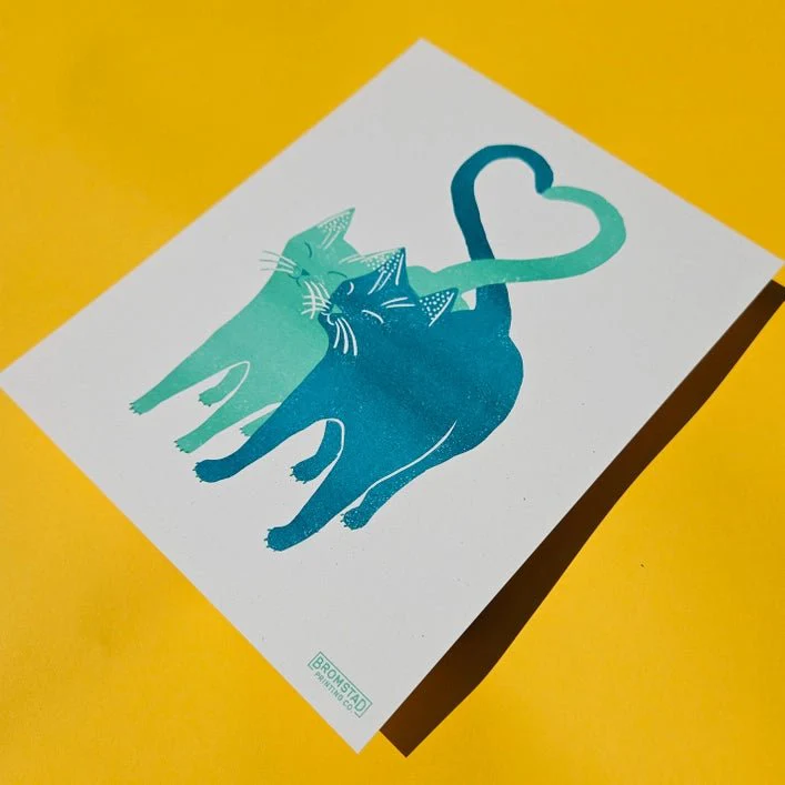 Love Cats Risograph Art Print - Image 2