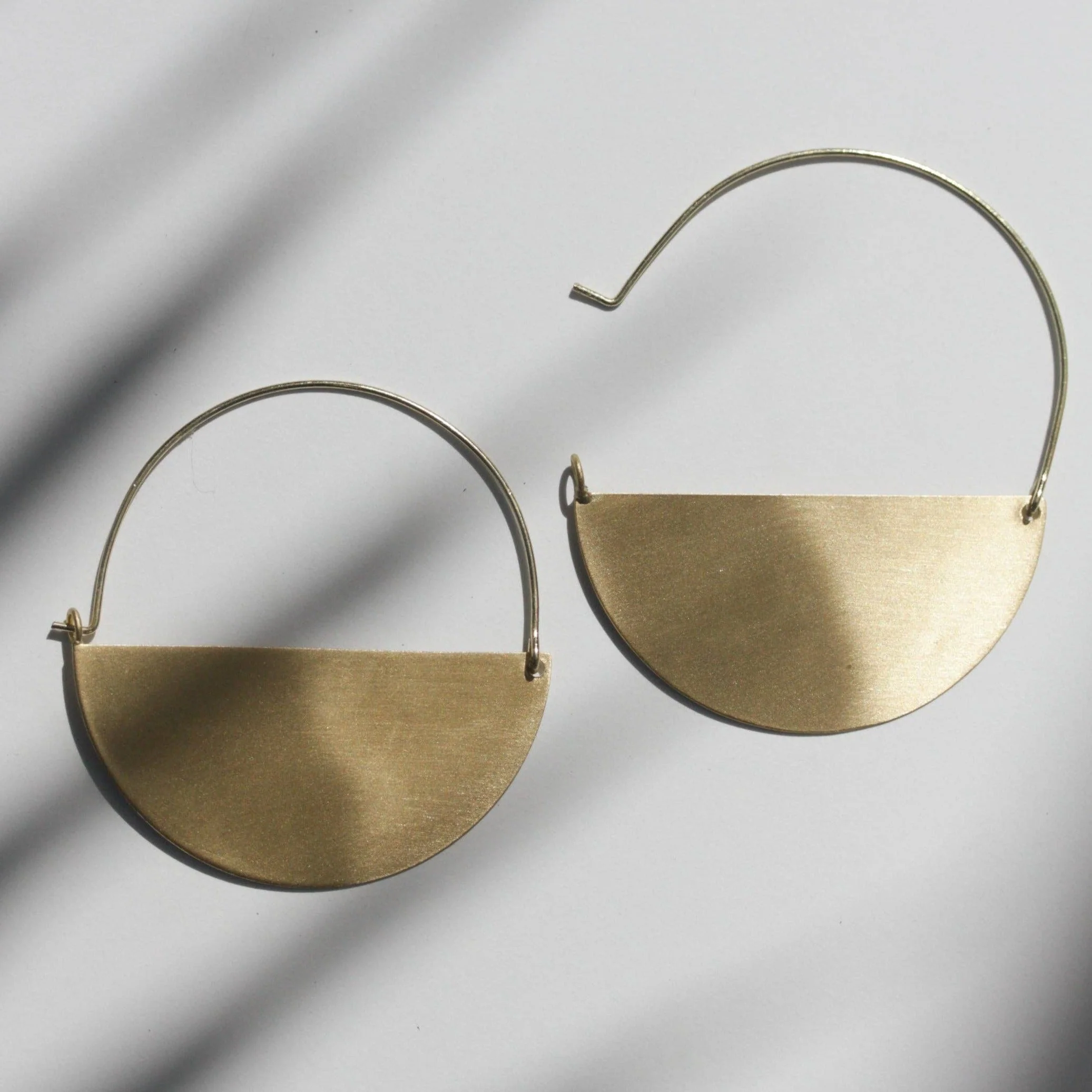 Matte Gold Half Moon Earrings - Image 3