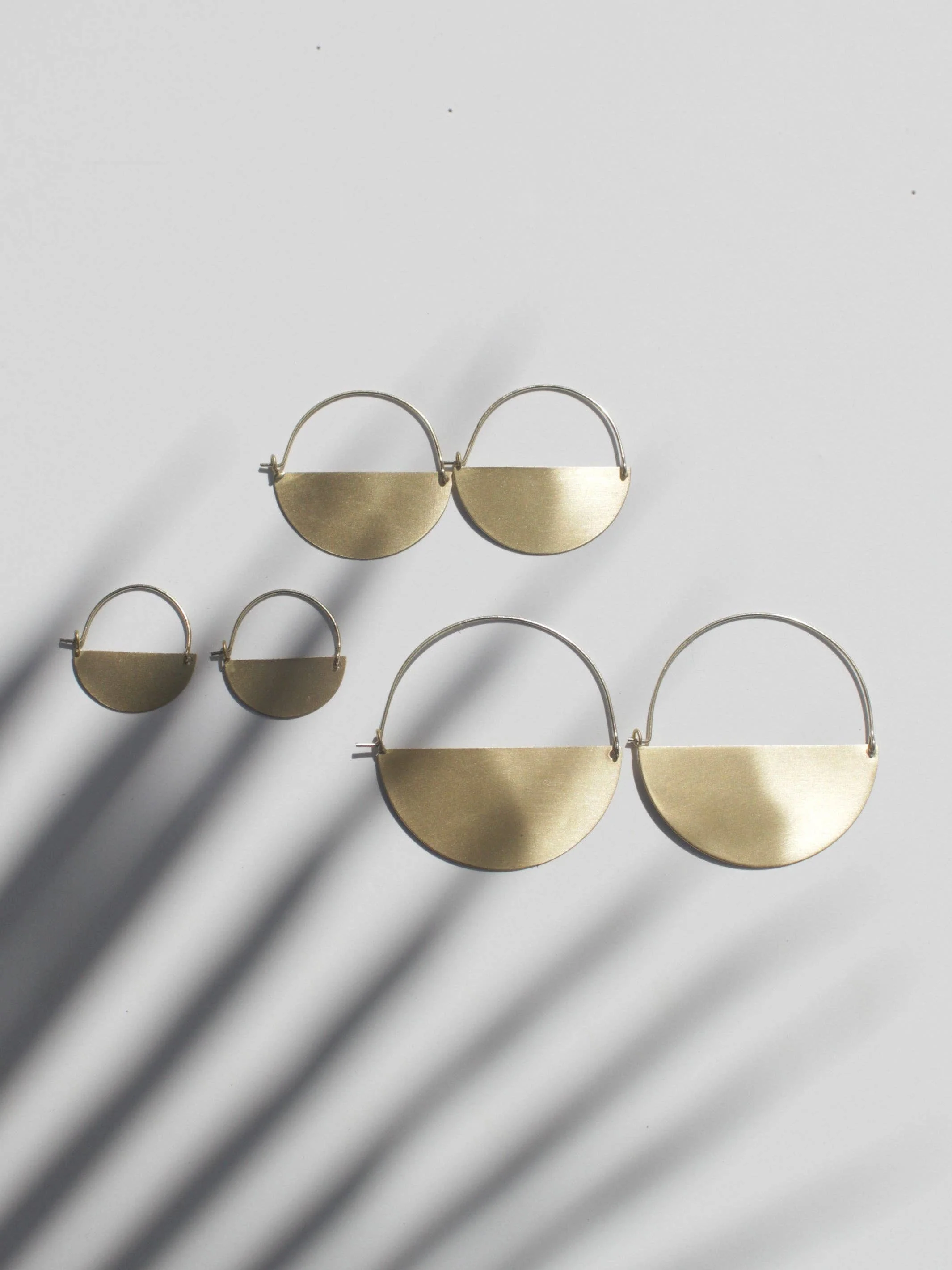 Matte Gold Half Moon Earrings - Image 4