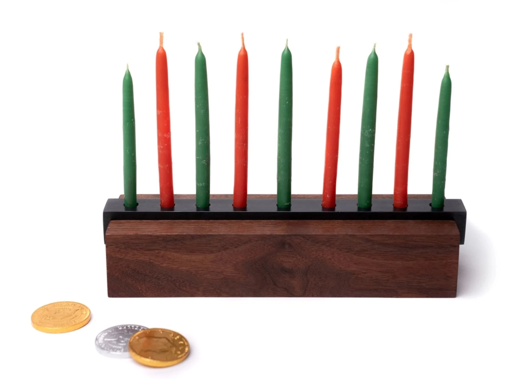 Modern Wood & Steel Menorah - Image 3