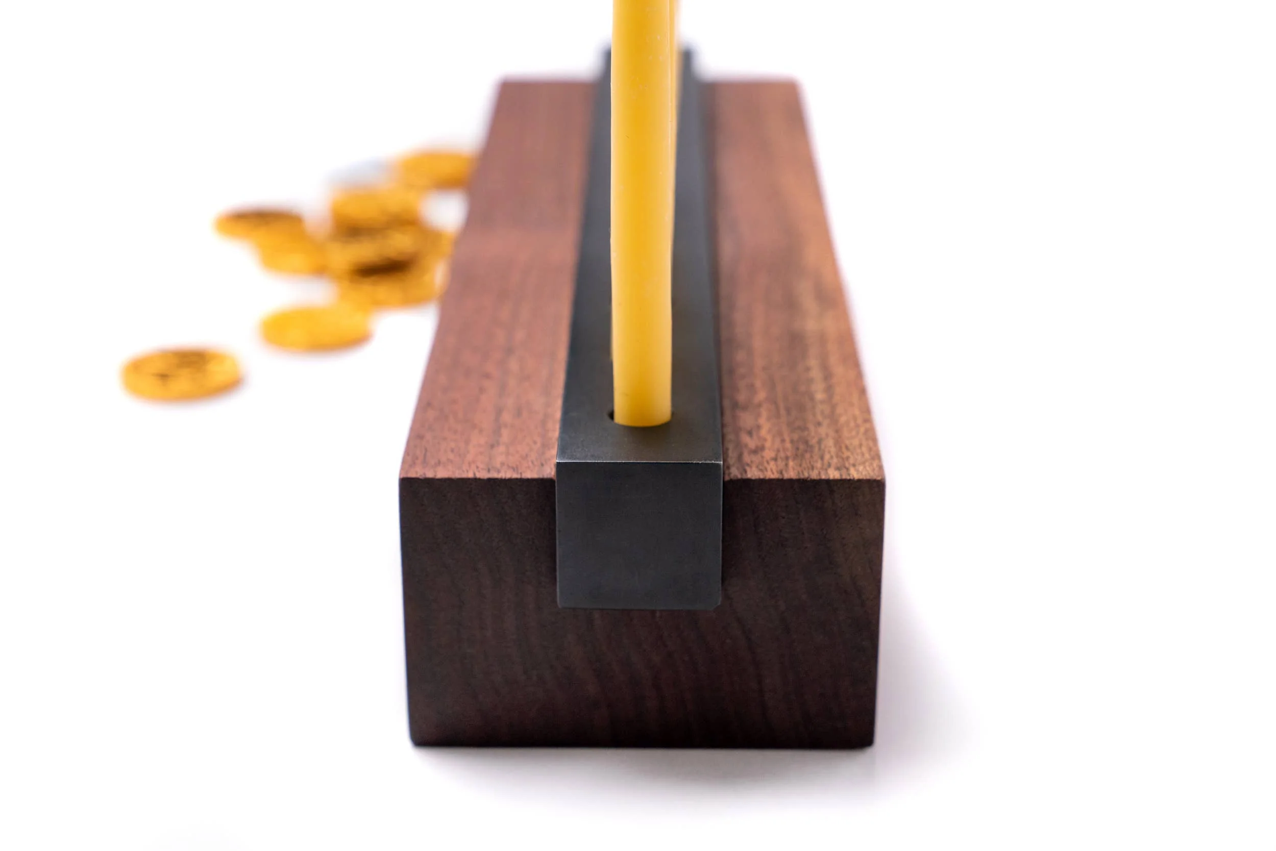 Modern Wood & Steel Menorah - Image 4