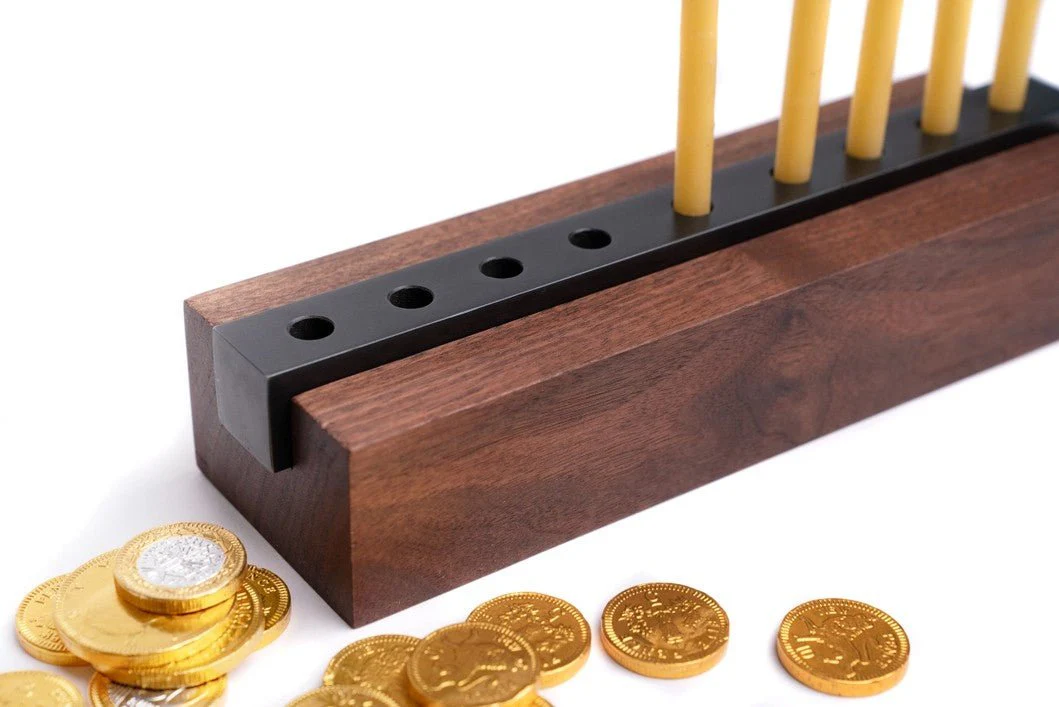 Modern Wood & Steel Menorah - Image 5