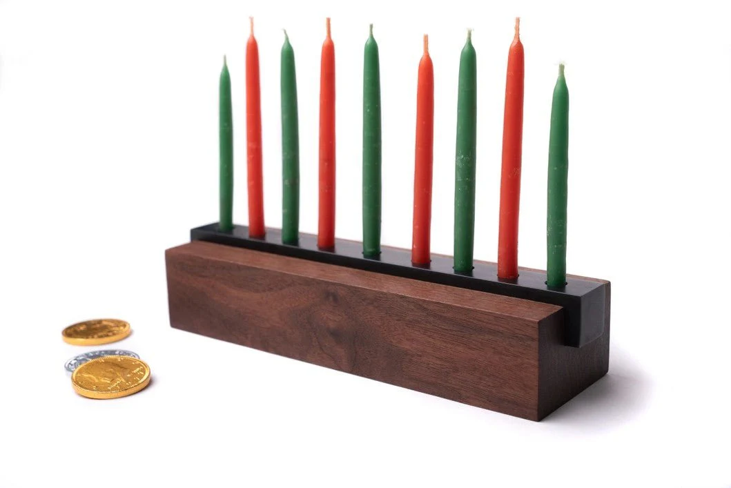 Modern Wood & Steel Menorah - Image 7