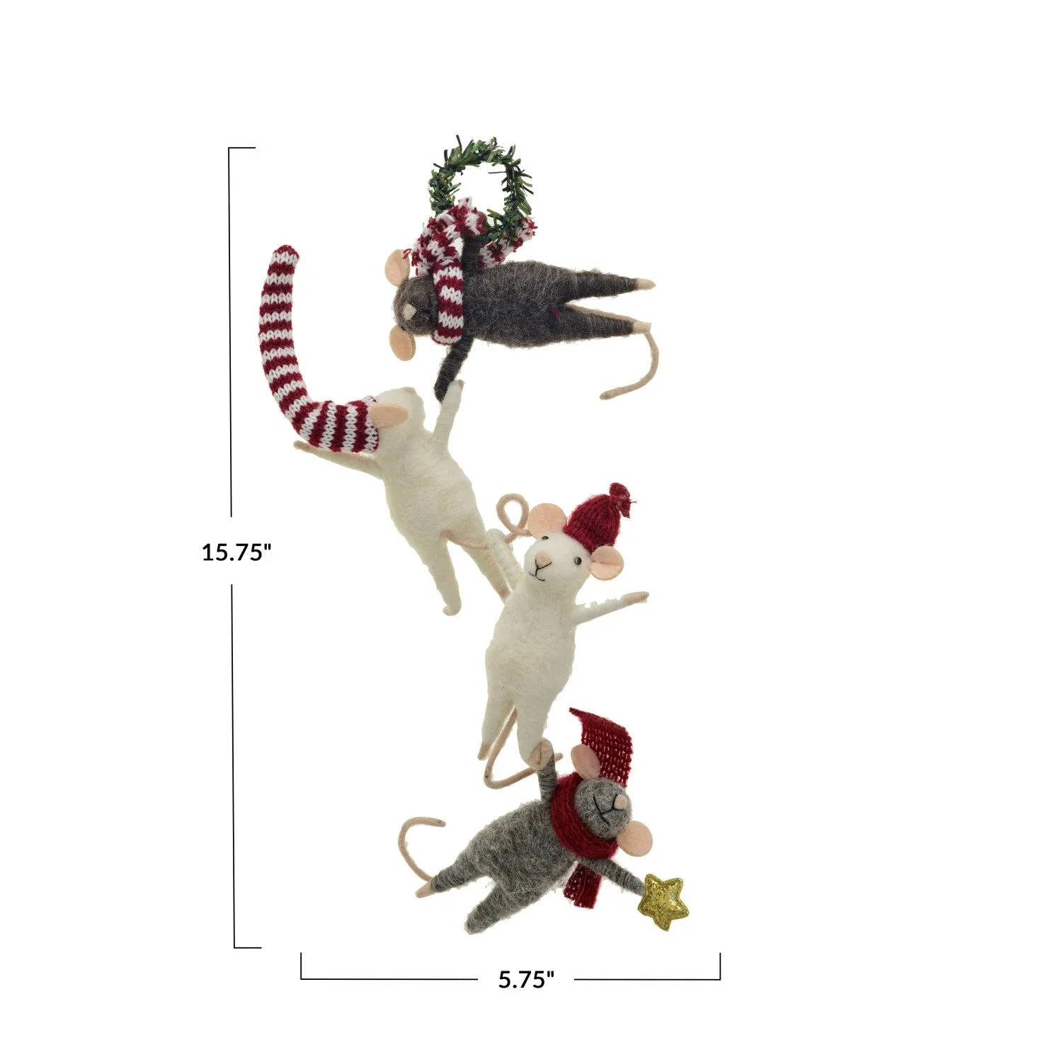 Mice in Scarfs & Hats Ornament - Image 3