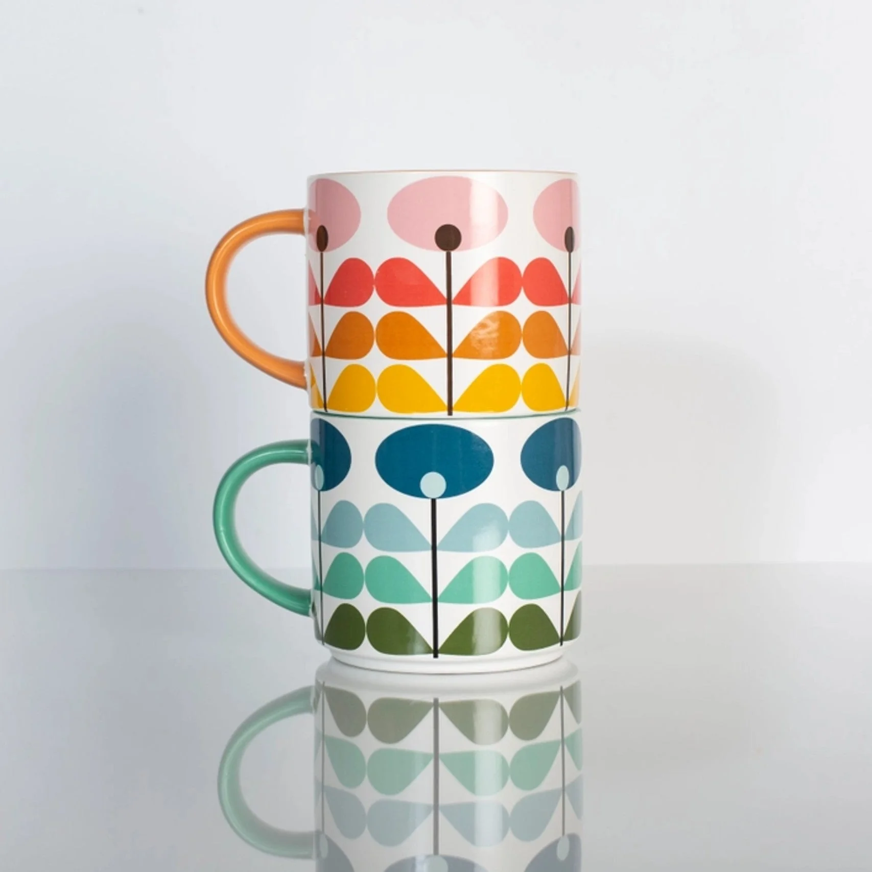 Mid-century Modern Blue Flower Mug - Image 2