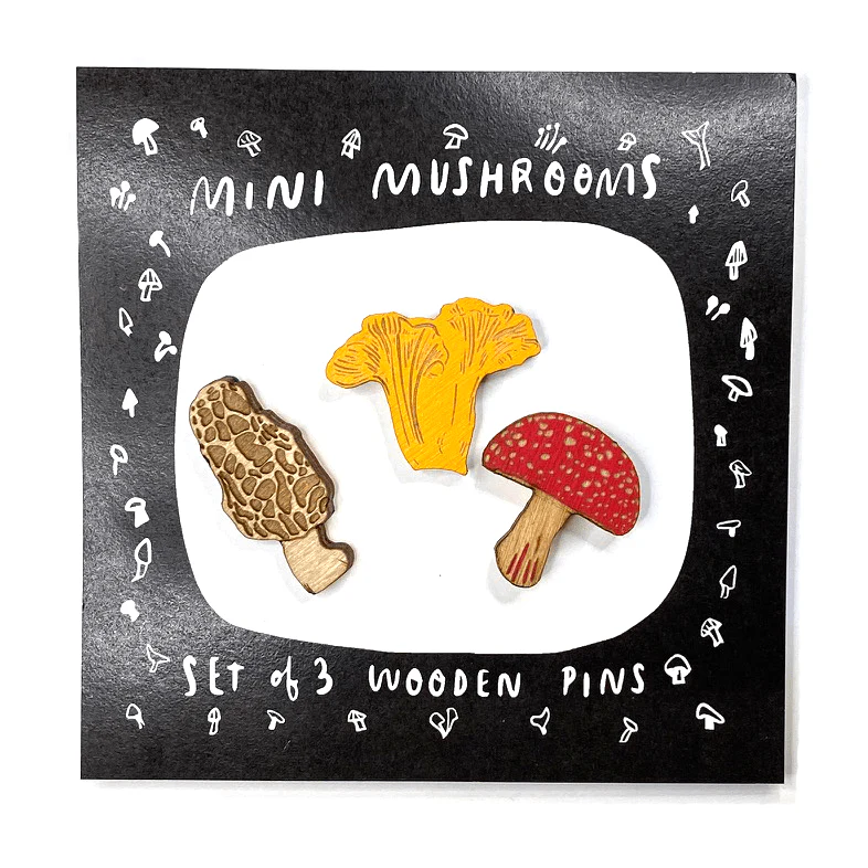Mini Mushroom Wooden Pins