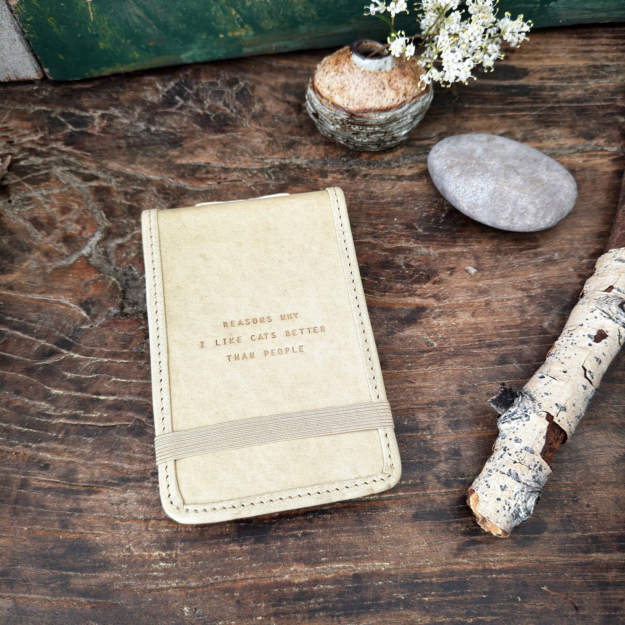 Reasons  I Like Cats Honey Leather Journal - Image 2