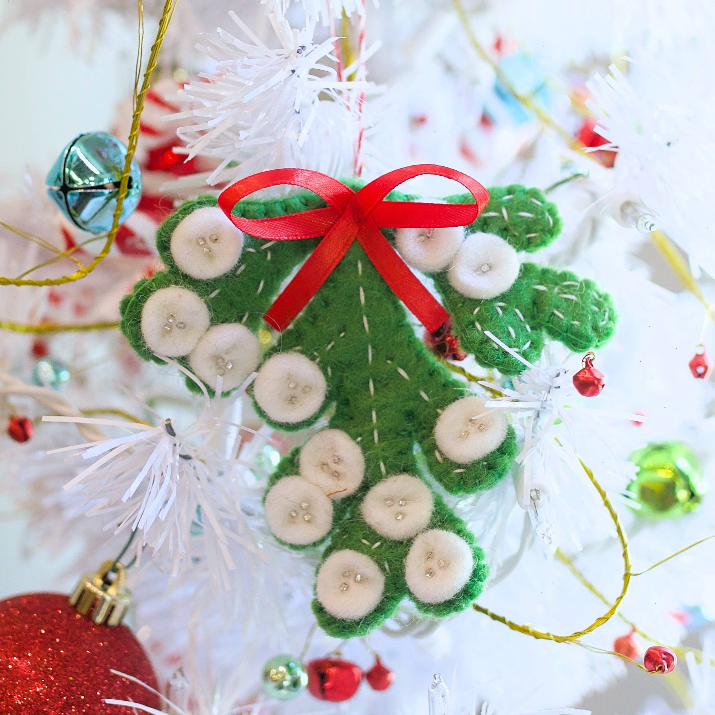 Mistletoe Felt Wool Ornament - Image 2