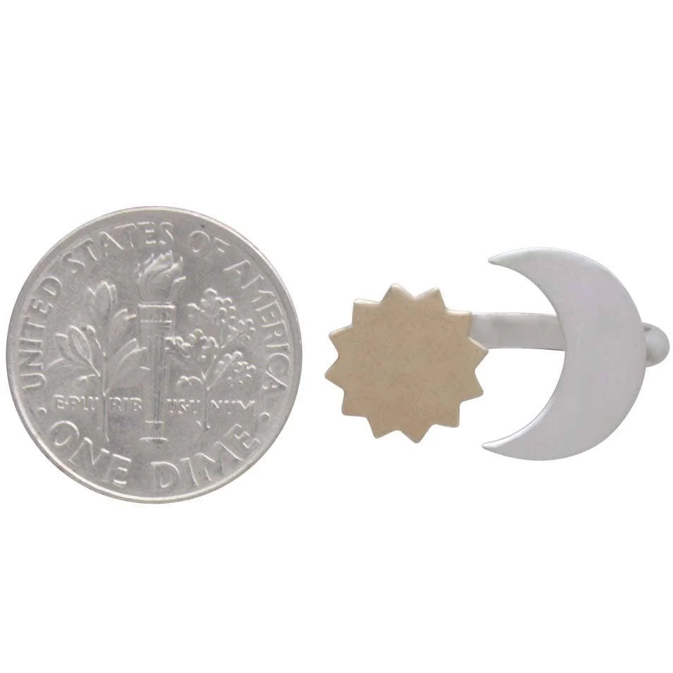 Mixed Metal Sun and Moon Adjustable Ring - Image 2