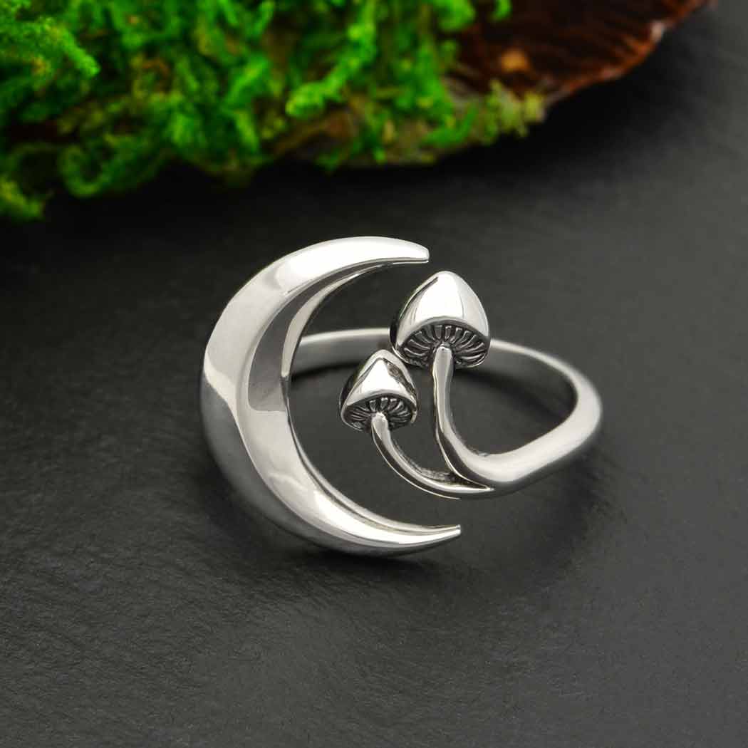 Moon and Mushroom Adjustable Ring - Image 2
