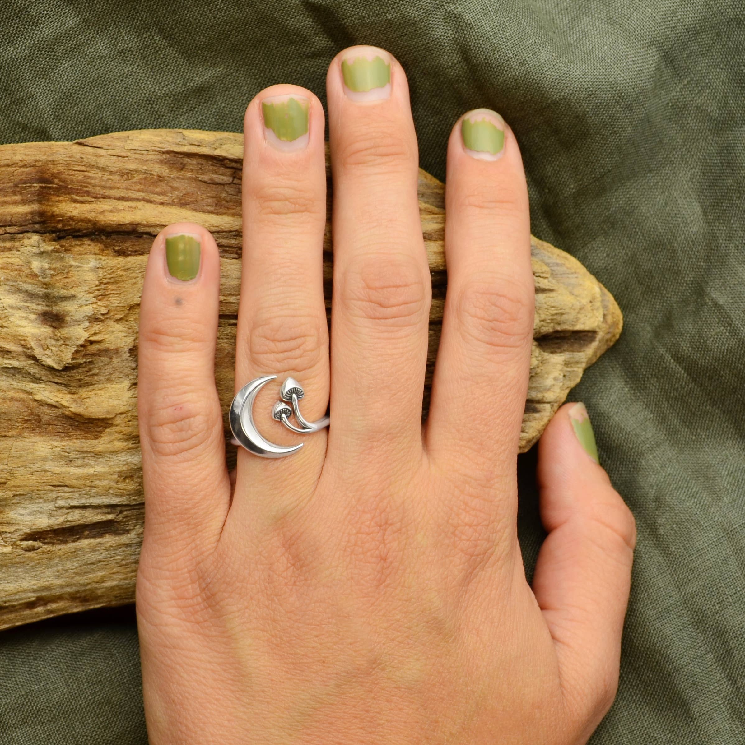 Moon and Mushroom Adjustable Ring - Image 3