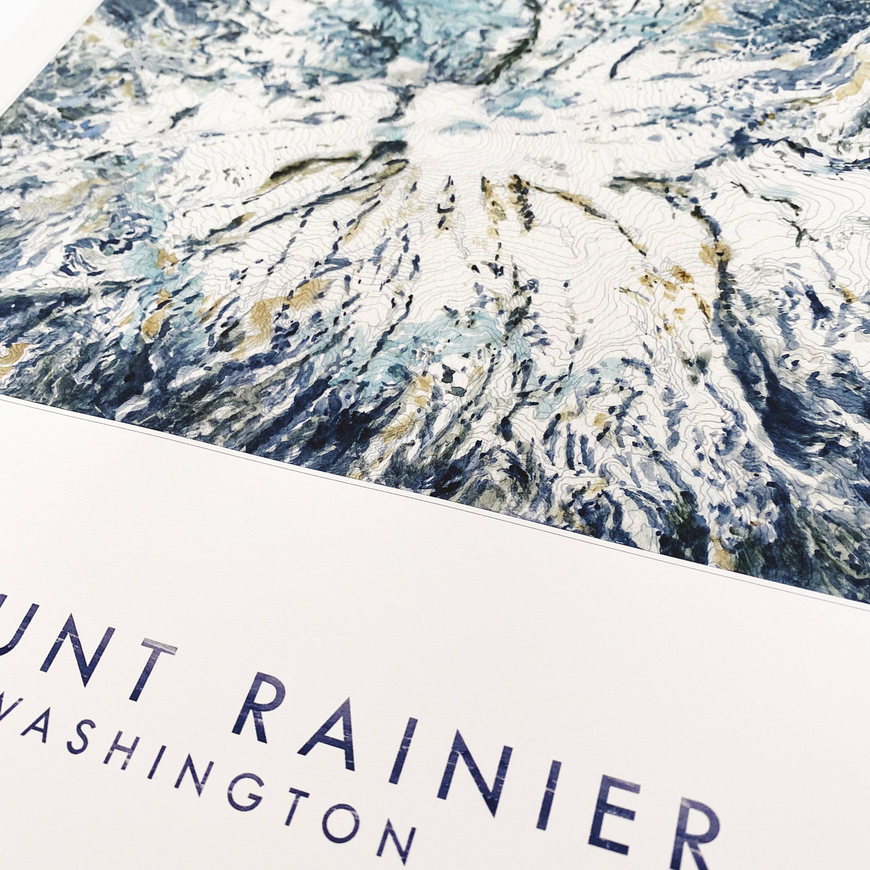 Mount Rainier Topo Map Watercolor Print - Image 2