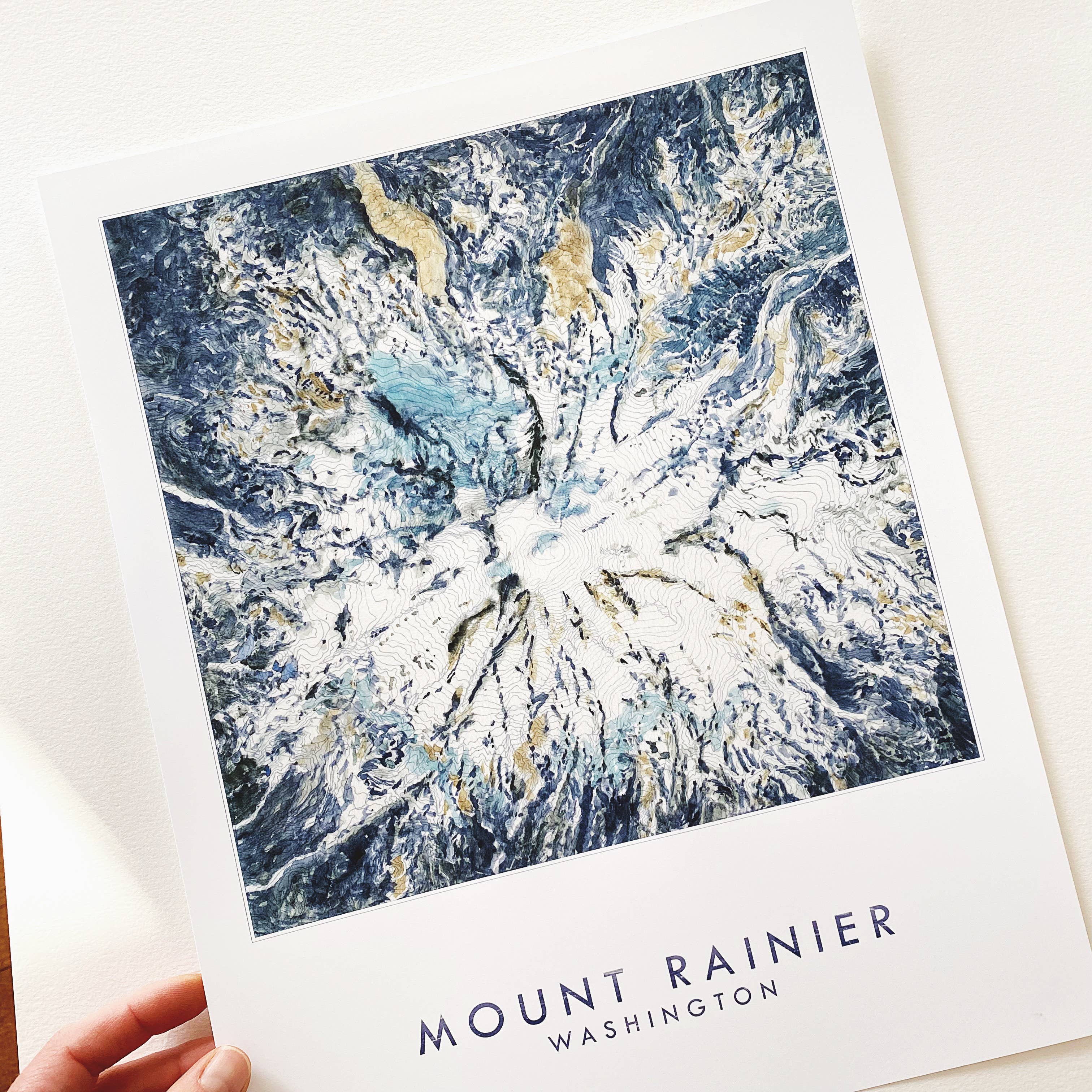 Mount Rainier Topo Map Watercolor Print - Image 4
