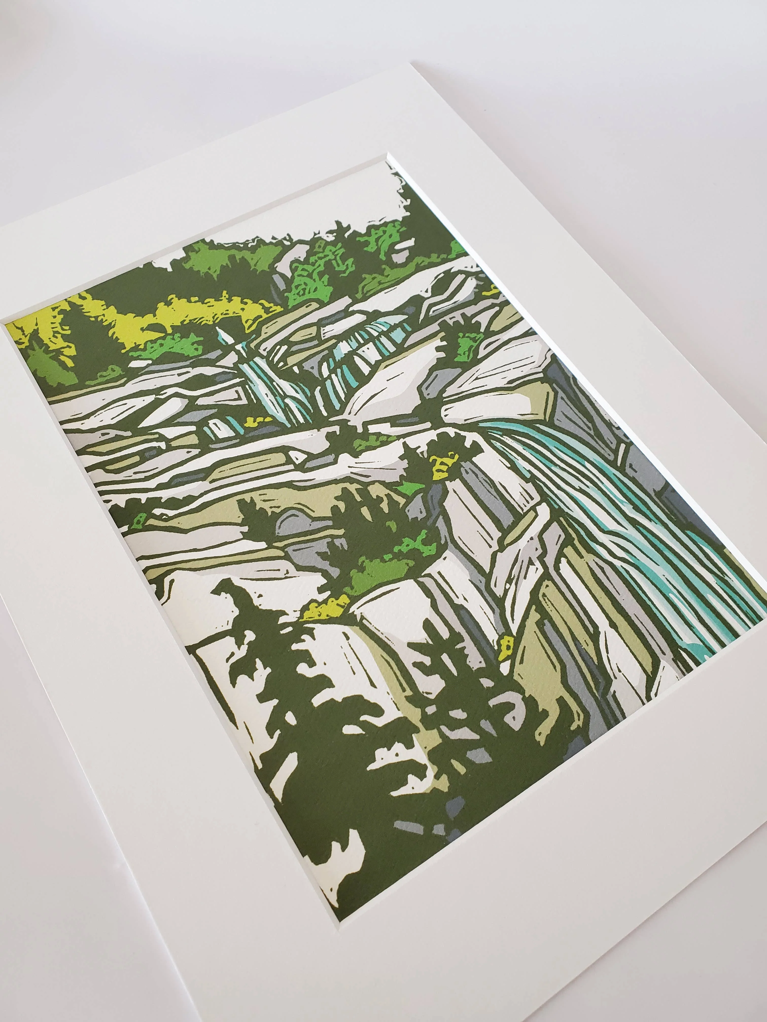 Mountain Waterfall Matted Art Print - Image 2