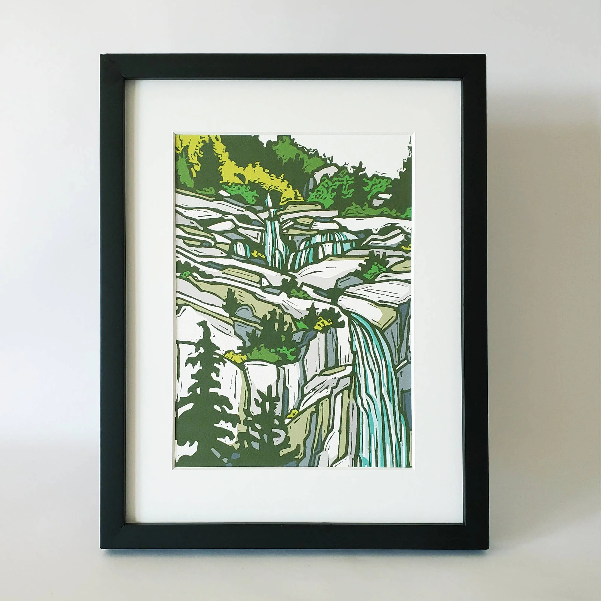 Mountain Waterfall Matted Art Print - Image 4