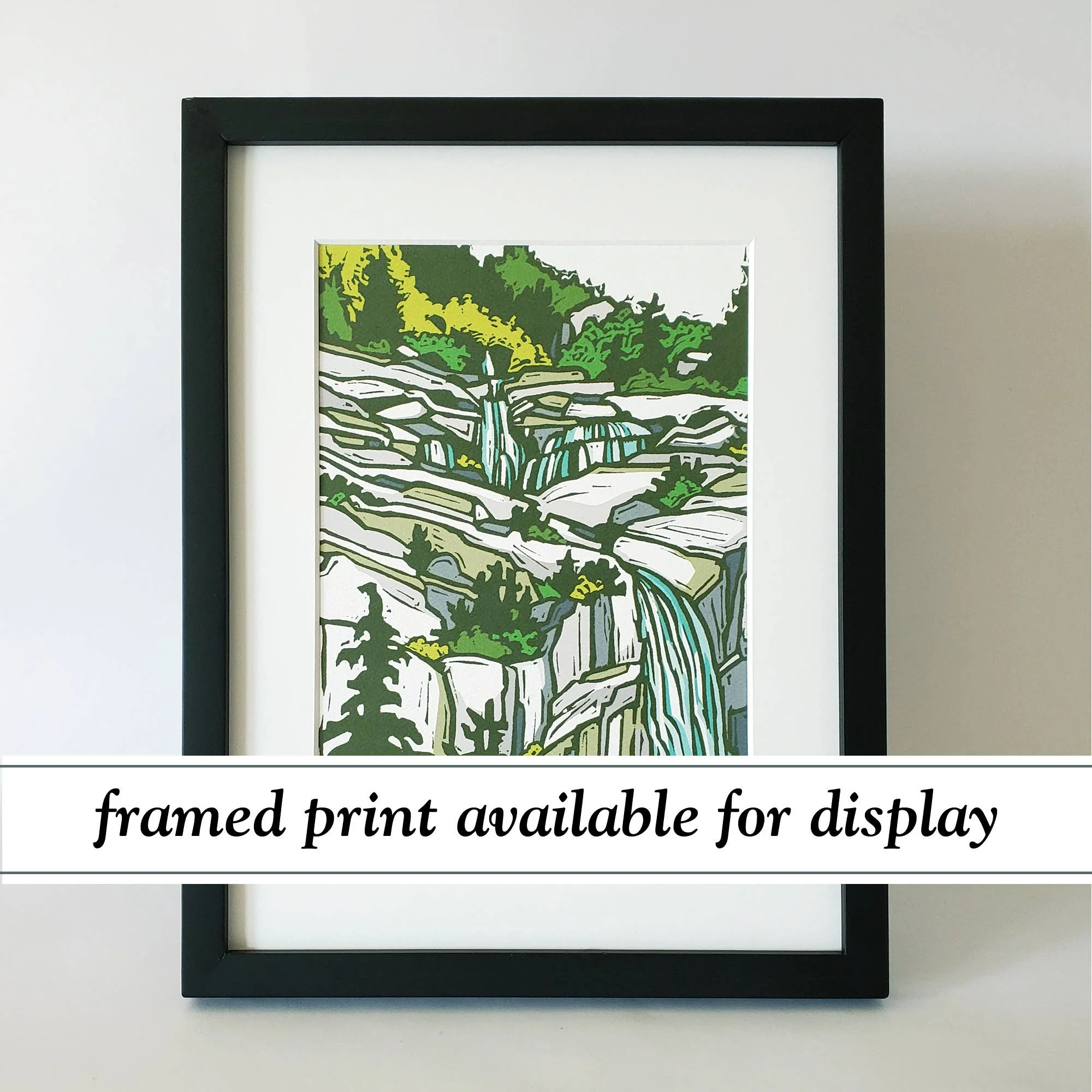 Mountain Waterfall Matted Art Print - Image 6