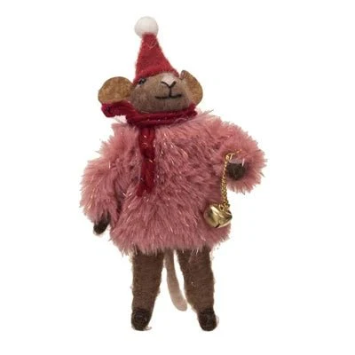 Mouse in Faux Fur Sweater Ornament - Image 2